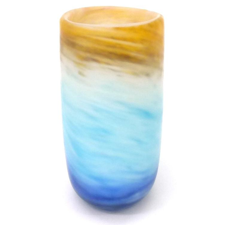 岩田久利 花瓶 花器 朝の海 ブルー系 ガラス(41712) : 堀田商事質店
