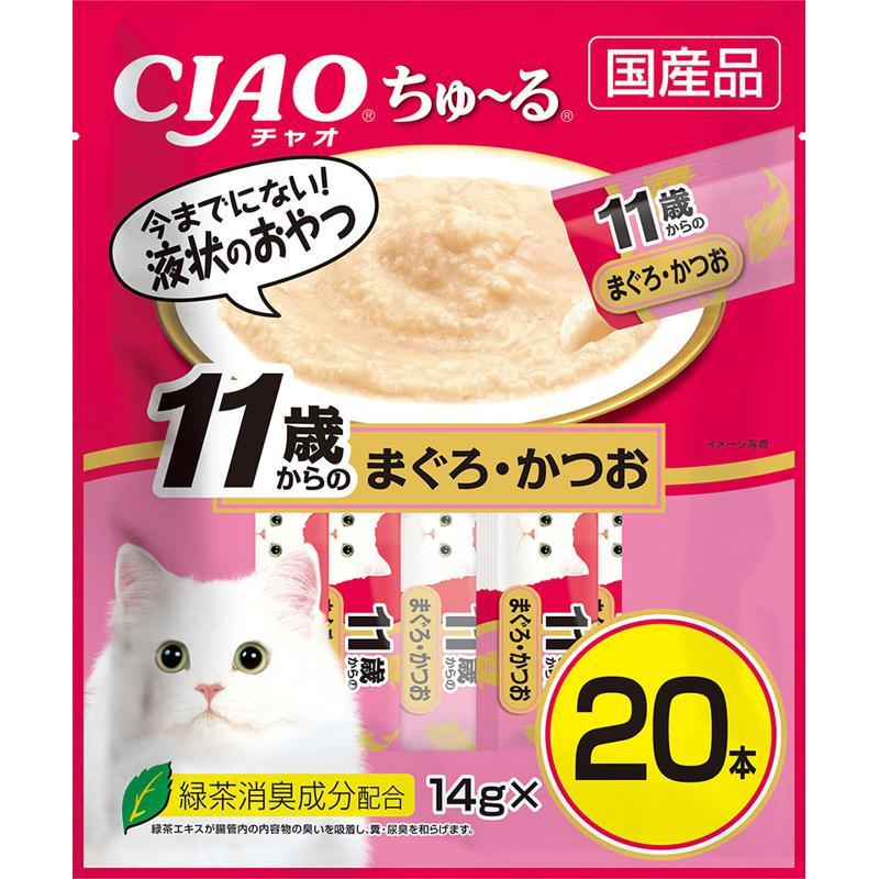 セット販売】いなば CIAO ちゅーる 11歳からのまぐろ・かつお 14g×20P