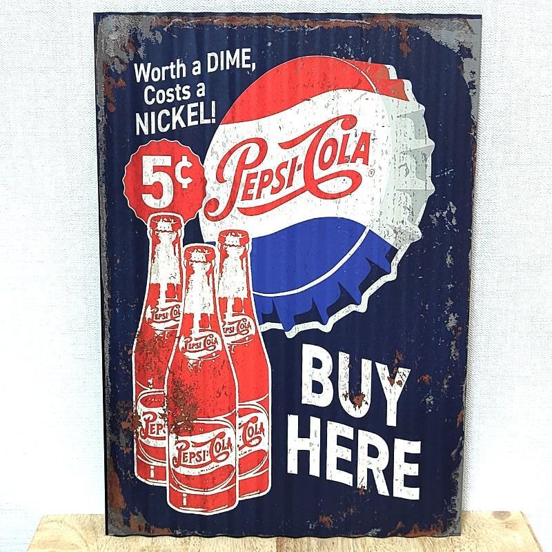 ペプシコーラ 骨董 看板 PEPSI（ペプシ） ブリキ看板 コーラ
