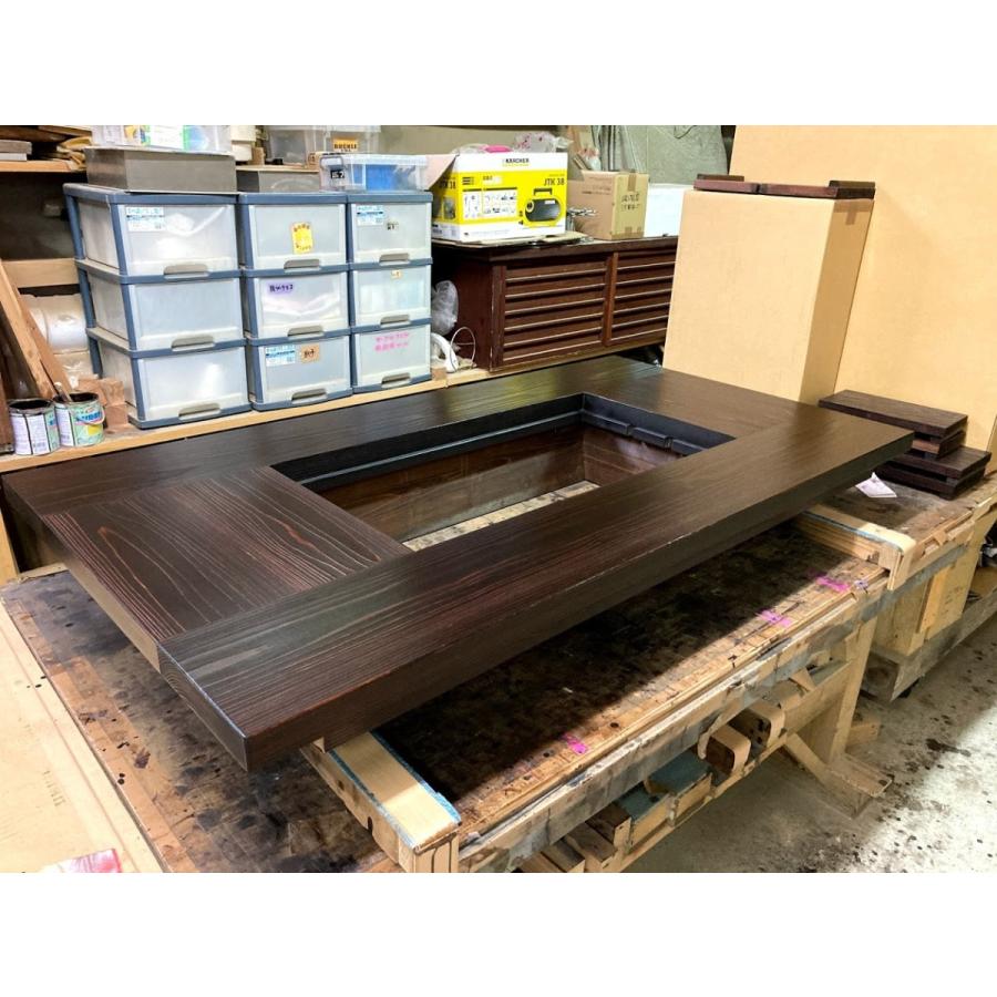 木製座卓】囲炉裏つき◎アンティーク家具 囲炉裏付き木製座卓 炉端付き