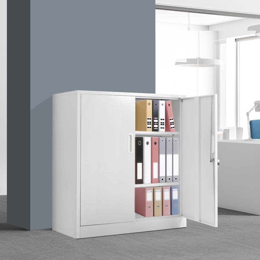 新品】180cmスチール書庫 ショップ 両開き A4対応 可動棚付き スチール