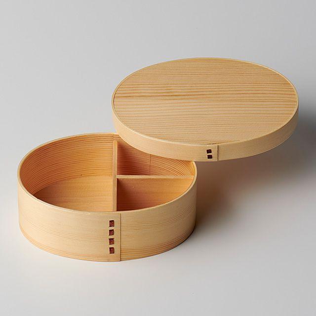 在庫限り／ 曲げわっぱ 弁当箱 白木 楕円 17.7cm 仕切り付き 650ml