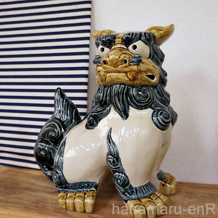 シーサー 置物 おきもの 門柱 高さ33cm ゴス 琉球焼 朝日陶器 沖縄