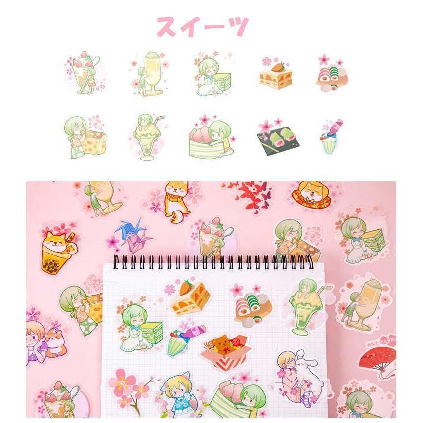 送料無料 さくら ガール ステッカー フレークシール 女の子 チェリー