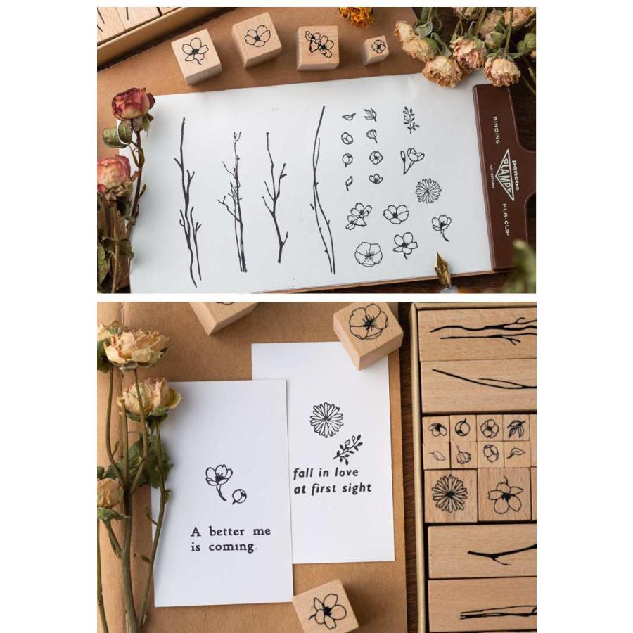 送料無料 木の花 スタンプセット 木製 20個セット スタンプ 植物
