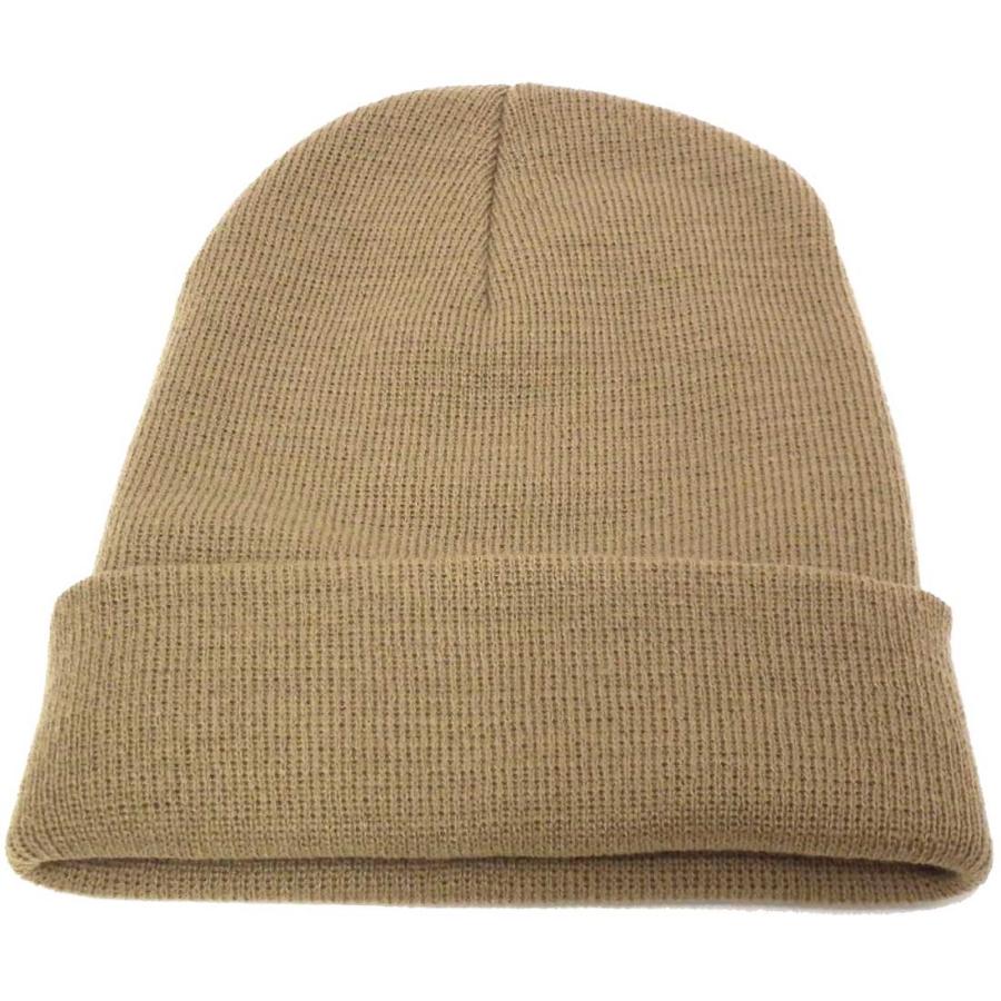 アクリル ニットキャップ 秋冬 モカベージュ 帽子 無地 ニット帽