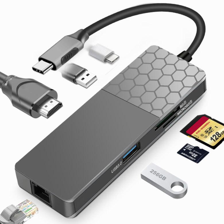 USB-C ハブ 7in1 USB Type-C LAN 1000Mbps 4K HDMI SD カードリーダー