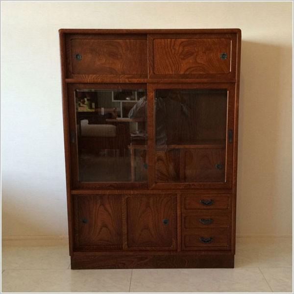 アンティーク 木製タンス 茶箪笥 食器棚 飾り棚（送料5000円込