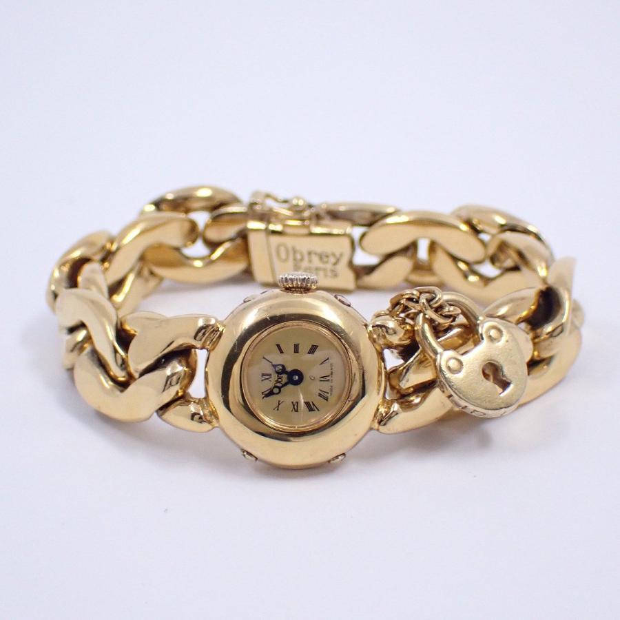 Obrey オブレイ ソリッドシルバー ゴールド色 チェーンブレスウォッチ