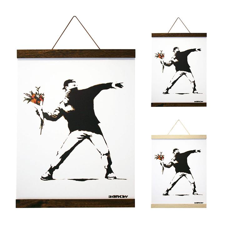 アートパネル Banksy バンクシー Molotov 火炎瓶 flower bomber 花束を