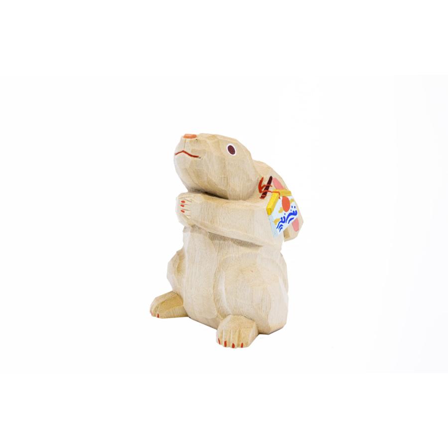 干支置物「卯」(うさぎ)大サイズ ※旧モデル /奈良一刀彫/楠/人形