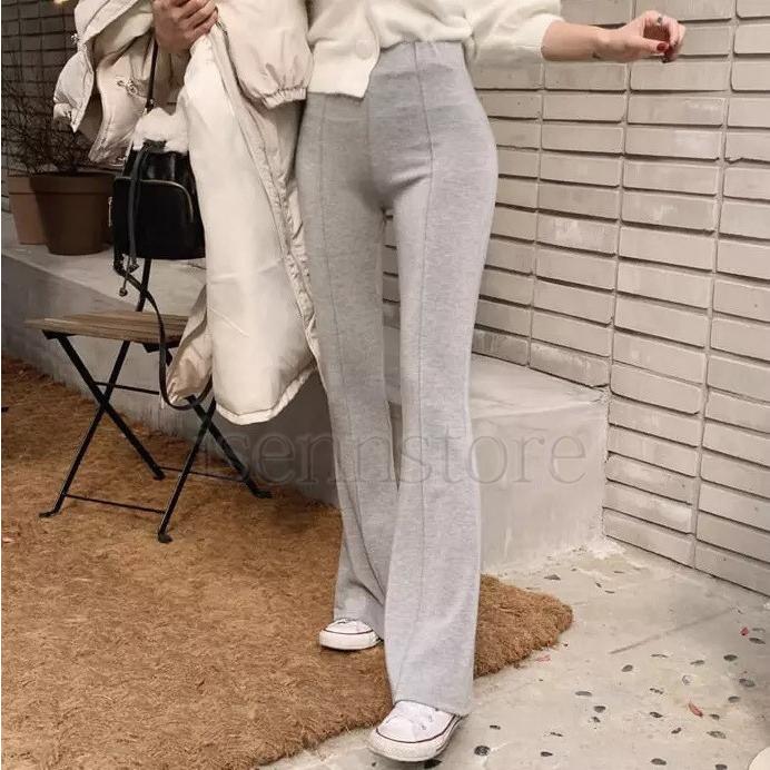 フレアパンツ ボトムス レディース 韓国風 ベルボトム スリム ロング