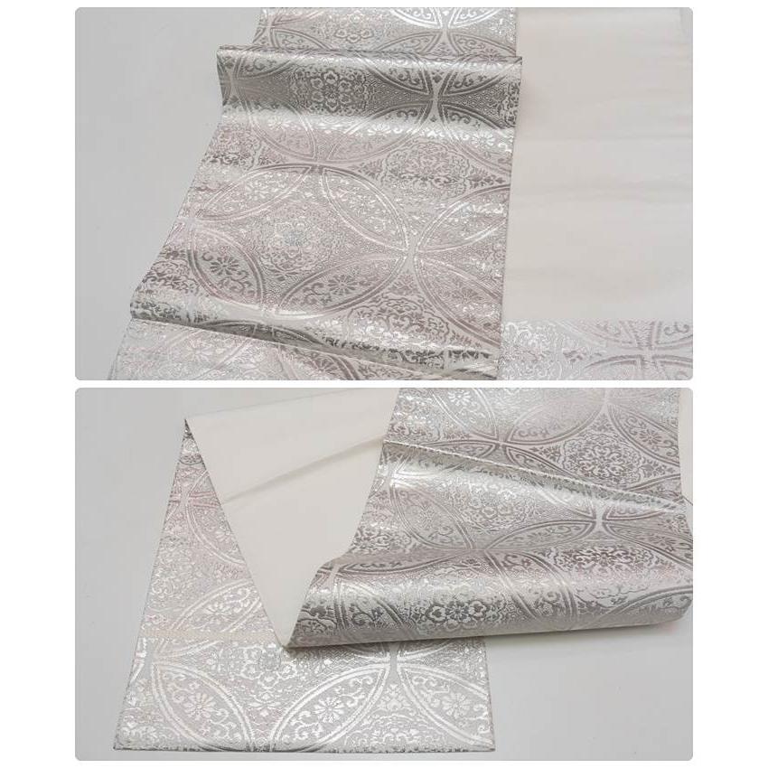 新古品 袋帯 リサイクル」フォーマル着物 プラチナ箔 七宝吉祥文様