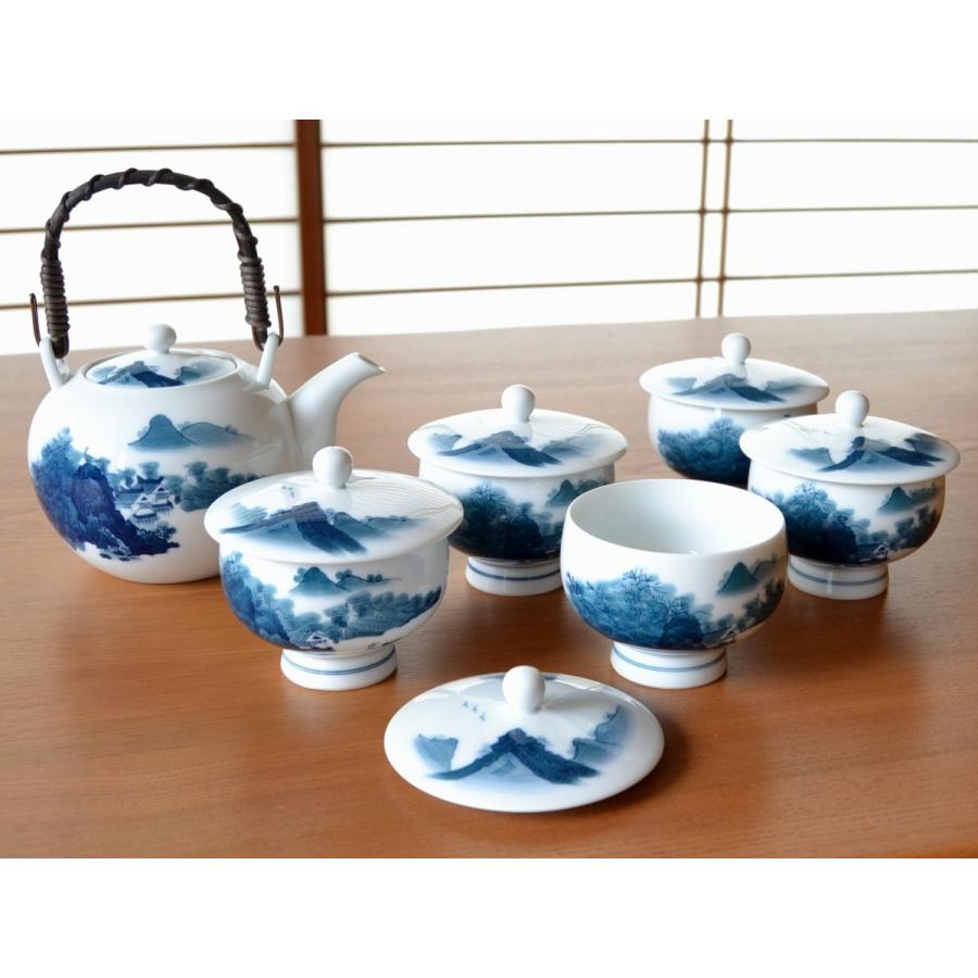 茶器セット 日本茶 高級 有田焼 畑萬陶苑 鍋島山水 汲出し土瓶茶器揃