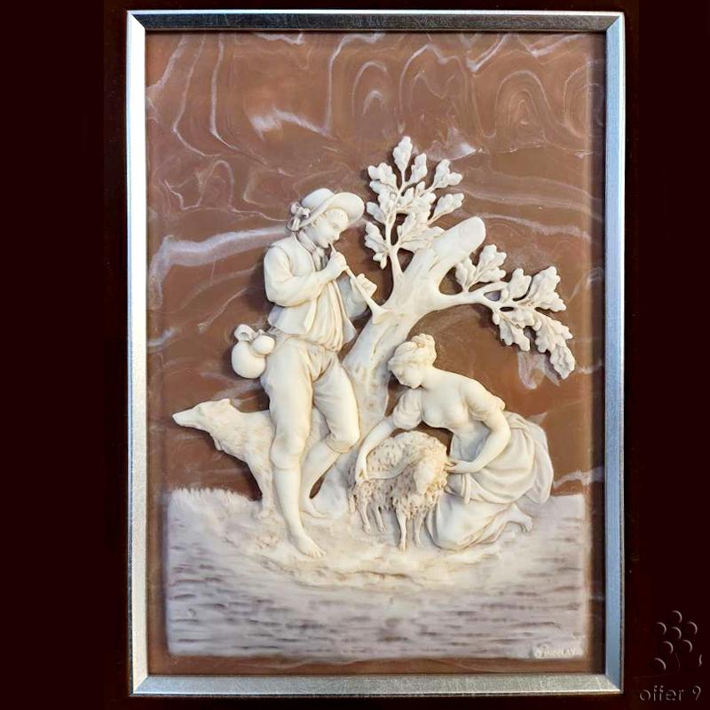 昭和レトロ 献身 レリーフ 額装 額縁 ブロンズ 彫刻 アート 工芸品 壁