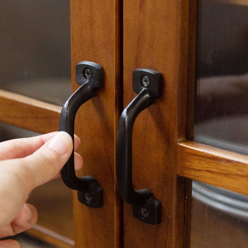 サイドボード ガラスキャビネット 幅80cm 木製 北欧 アンティーク 収納