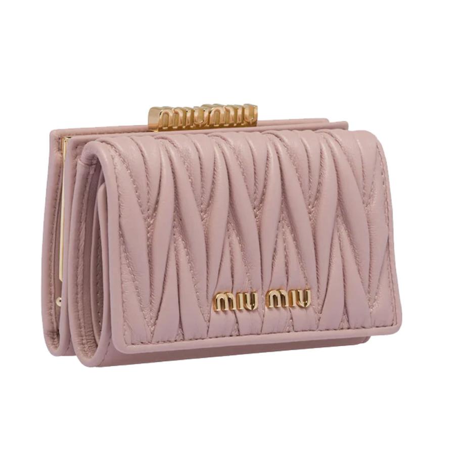 miu miu（ミュウミュウ） 三つ折り財布 マテラッセ MATELASSE レザー
