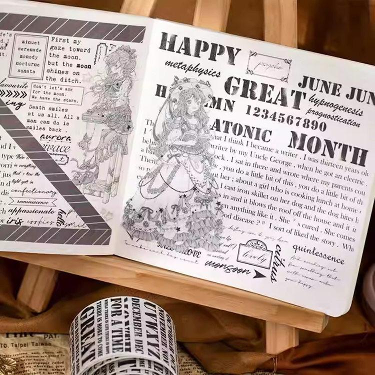 海外 英字 マスキングテープ 幅広50mm 外国 コラージュ 素材 マステ