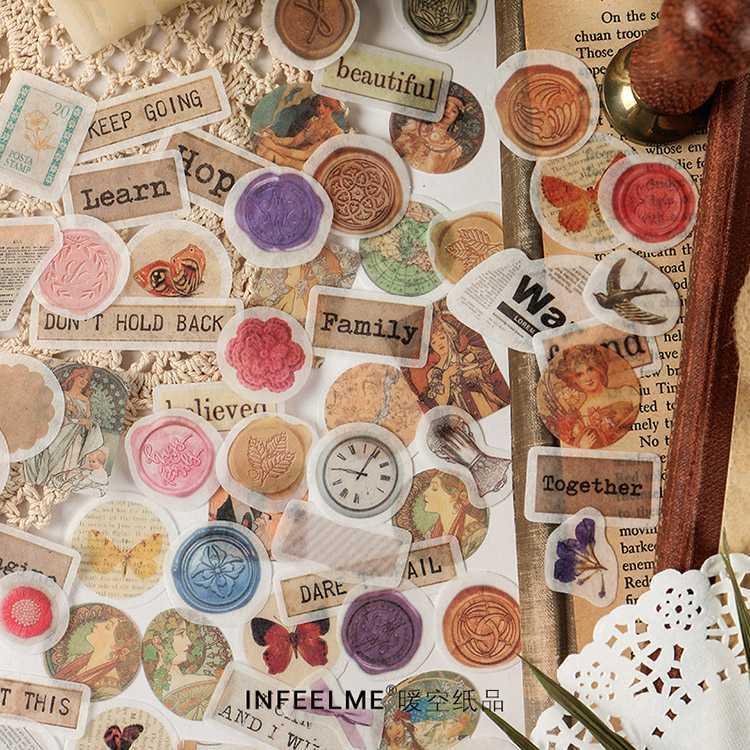 即納 100枚 フレークシール 大容量 コラージュ素材 セット 海外 マステ