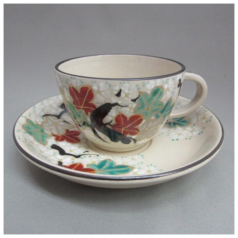 コーヒーカップ 陶器 和風 ソーサー 犬山焼 雲錦 : 尾関作十郎陶苑