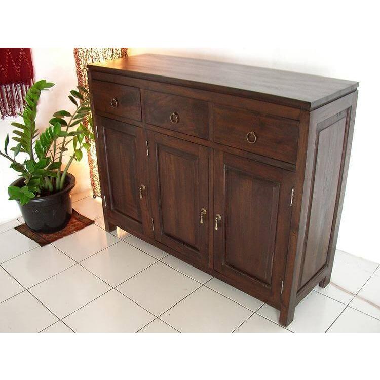 キャビネット アジアン家具 チーク無垢材 おしゃれ 幅120 木製 棚 バリ