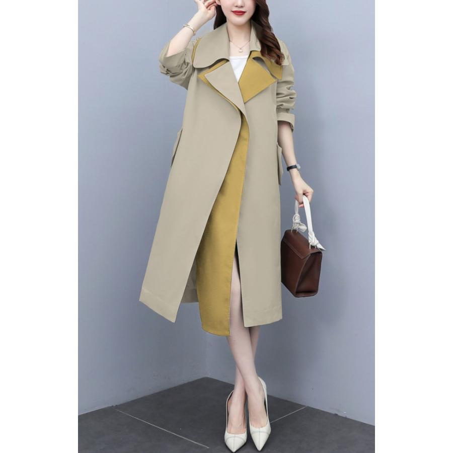 トレンチコート レディース ロング 春 秋 アウター ロングコート 黒