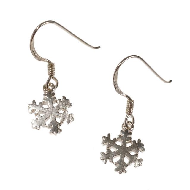 シルバーピアス フックピアス 雪の結晶 スノーフレーク シンプル