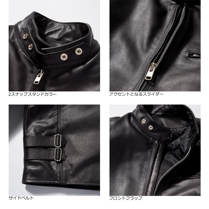 Horn Works 本革 プロテクター付シングルライダースジャケット メンズ