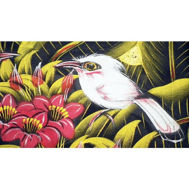 絵画 花と鳥 真作 北久美子「風の譜」油彩10号 孔雀・南国花鳥画名画