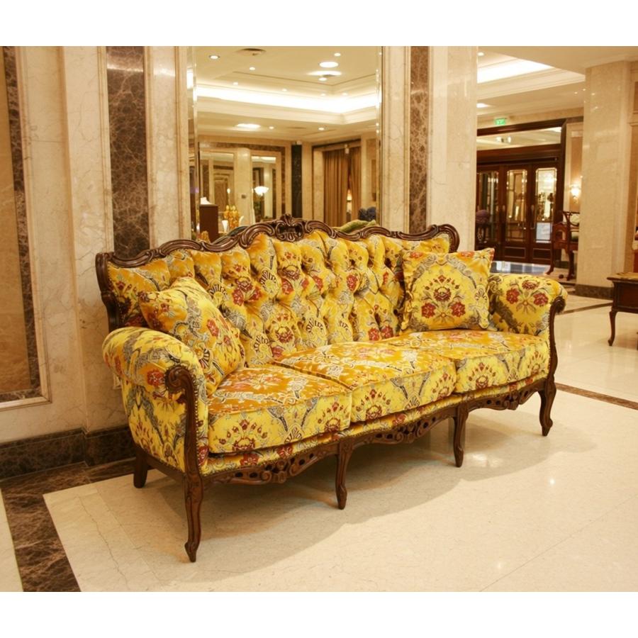 謝恩セール特価】イタリア製 輸入家具 ソファ 3人掛け 金華山 黄色