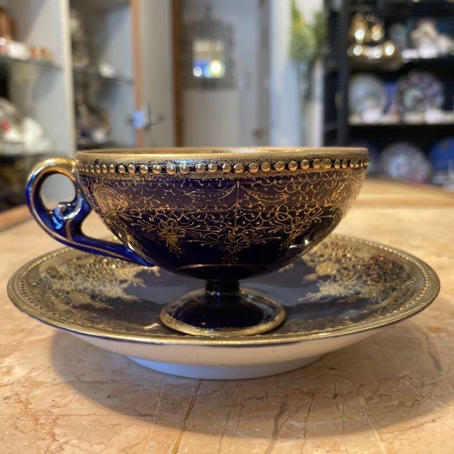 ノリタケ オールドジャパン コバルト 金盛藍線帯華装飾紋 カップ