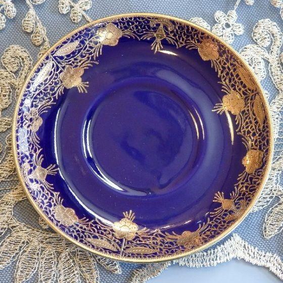 ノリタケ オールドノリタケ コバルト 金盛藍線帯華装飾紋 カップアンド