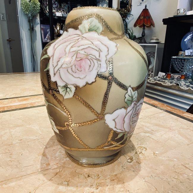 大型】オールドノリタケ 30cm アールヌーボー 薔薇紋 ジュエル金盛り