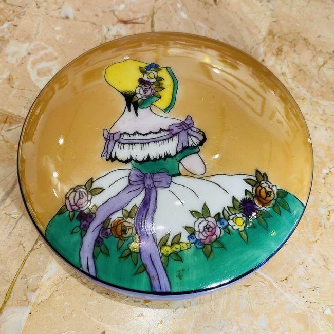 オールドノリタケ/デコレディ/パウダーボックス】アールデコ/ラスター