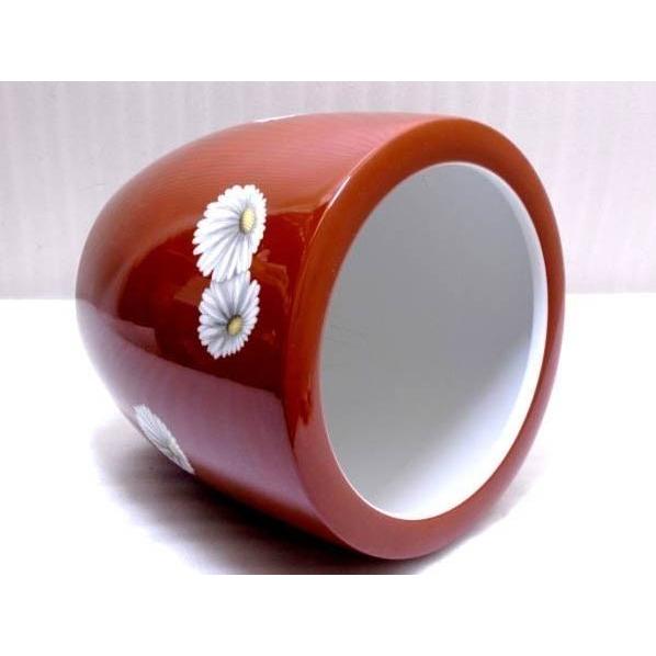 則武 日陶 オールドノリタケ 火鉢 朱色地白菊朱色時紋 一対 ノリタケ