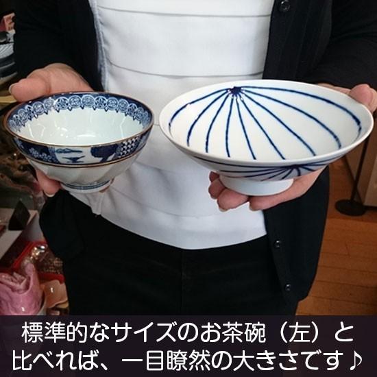 波佐見焼 白山陶器 平茶碗（白×紺 ストライプST16） : リビングT&S