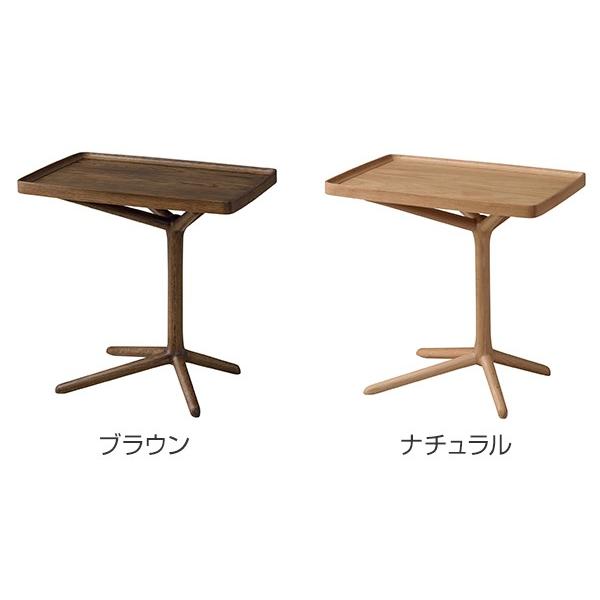 サイドテーブル 2WAY 天然木 幅54cm （ トレイ 高さ調節 木製 机