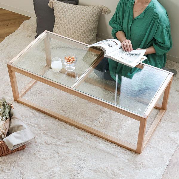 センターテーブル AICO シルバー ガラス天板 ローテーブル 中古品 引