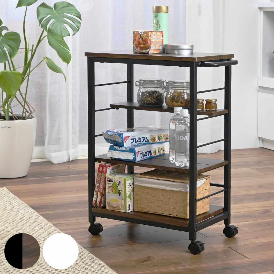 送料無料】 アンティーク 風 キャスター付 キッチン ワゴン ガラス 板