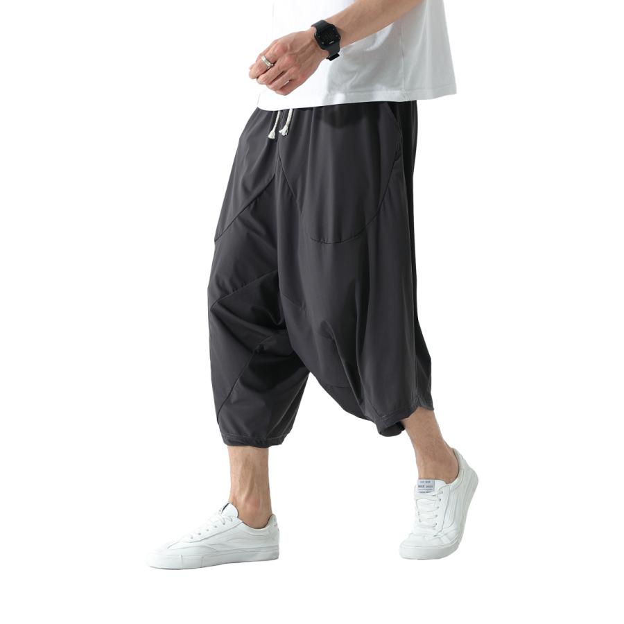 接触冷感 サルエルパンツ メンズ カジュアル 七分丈 大きいサイズ