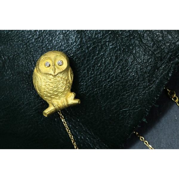 K18フクロウ ブローチ 約2センチ K18フクロウ ブローチ 約2センチ