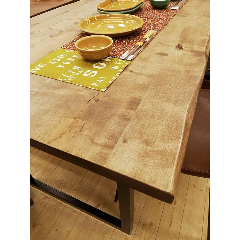 ダイニングテーブル 食卓テーブル 150cm 一枚板風 アイアン脚 木製