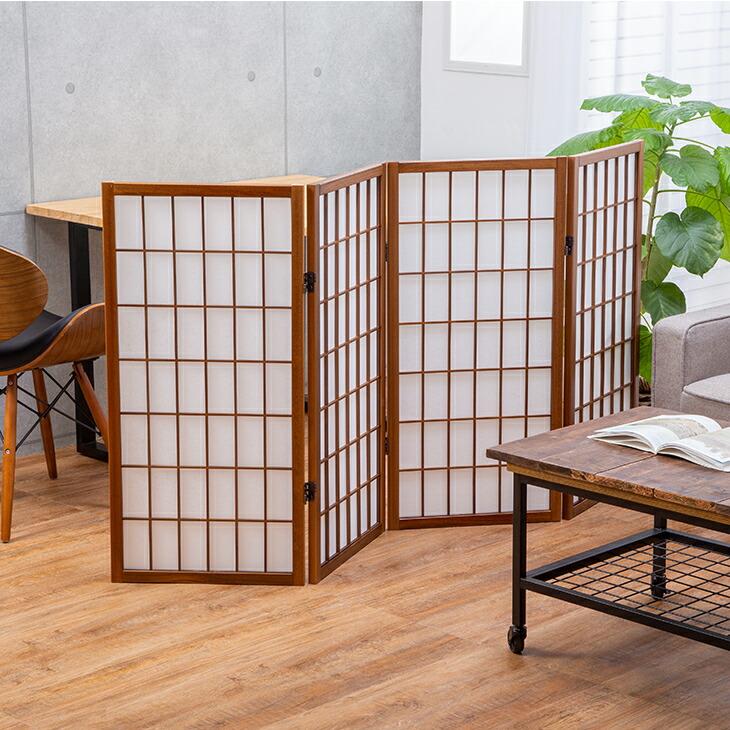 NEW 障子スクリーン 4連 衝立 和風 低い 高さ90cm おしゃれ 和モダン