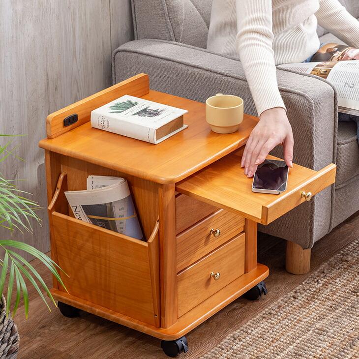 ヴィンテージ 木製サイドテーブル ベッドサイドテーブル フランス