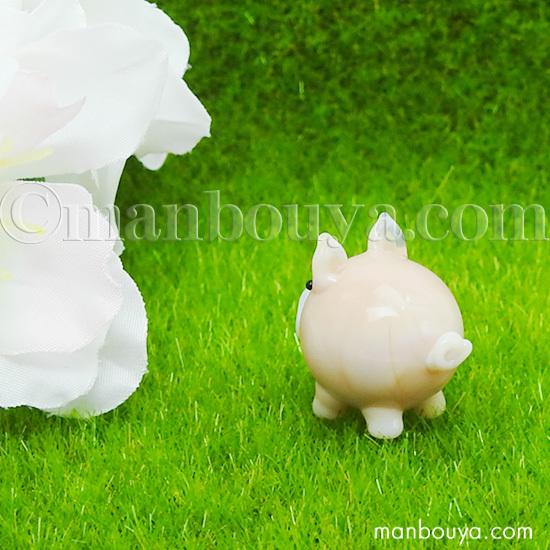 動物 ブタ 雑貨 ミニチュア ガラス細工 ぶた 置物 飾り グラススクエア