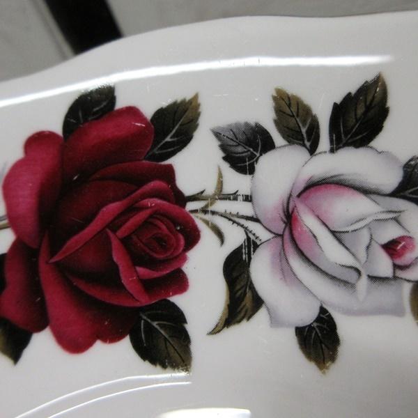 英国アンティーク・ビクトリアン陶器コンポート(イングリッシュ・ローズ)