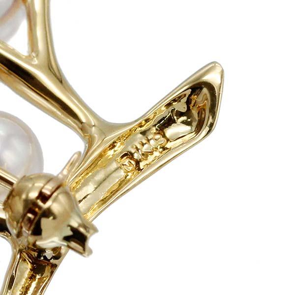 ミキモト MIKIMOTO 幸福の木モチーフ パール K18YG ブローチ 5mm〜7mm