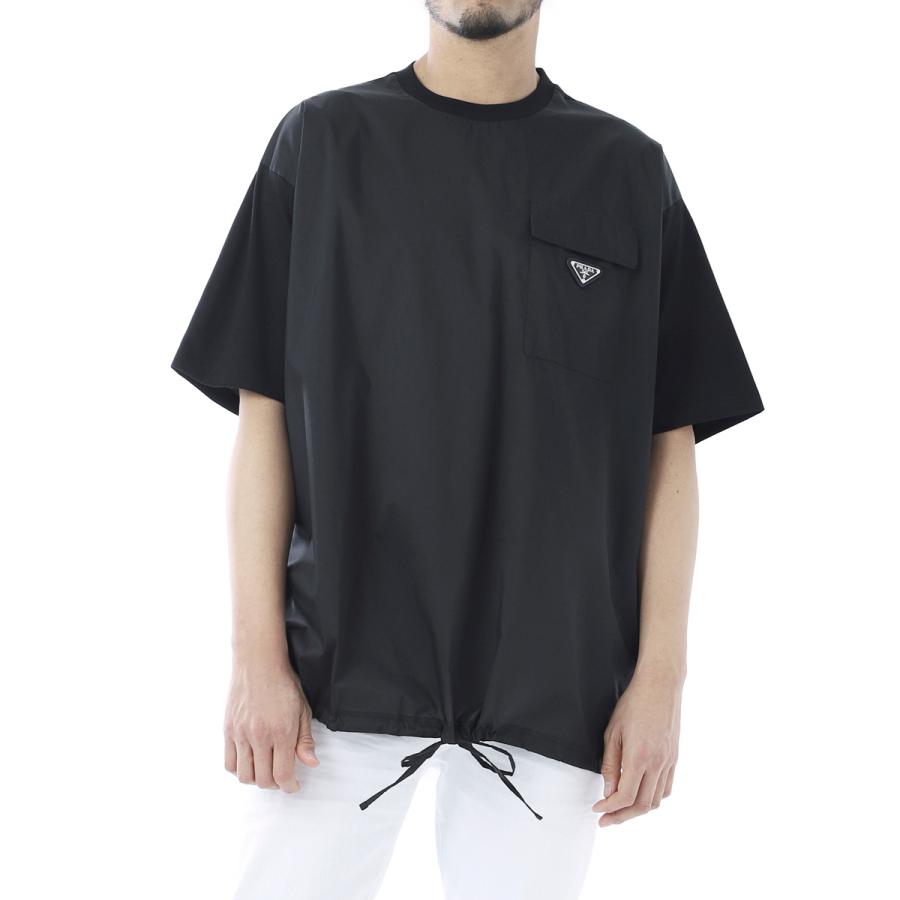 PRADA（プラダ） クルーネック Tシャツ ブラック メンズ ujn793-s221