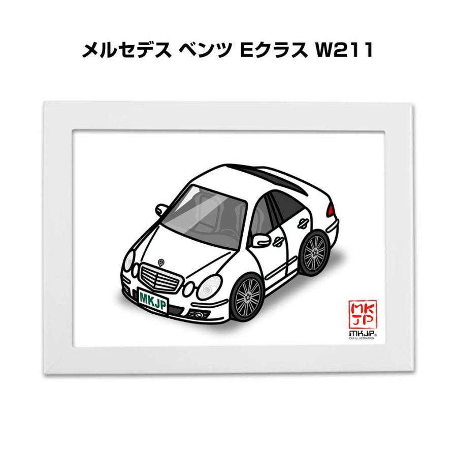 MKJP イラストA5 フレーム付き 外車 メルセデス ベンツ Eクラス W211