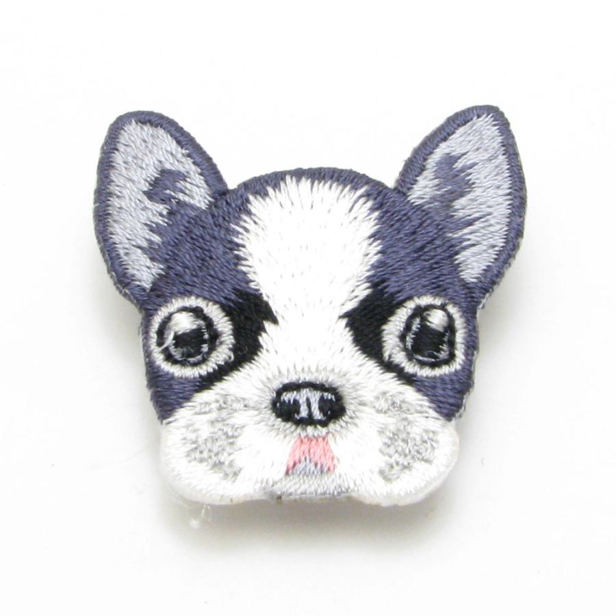 ブローチ 犬 刺繍 ワッペン バッチ KS55024【Animal road】ボストン